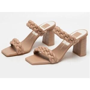 Dolce Vita Women's Tan Paily Braided Vegan Leather Stella Heels Sandals Size 8.5